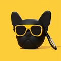 Cute Black Bulldog Yellow Glasses | Airpod Case | Silicone Case for Apple AirPods 1, 2, Pro